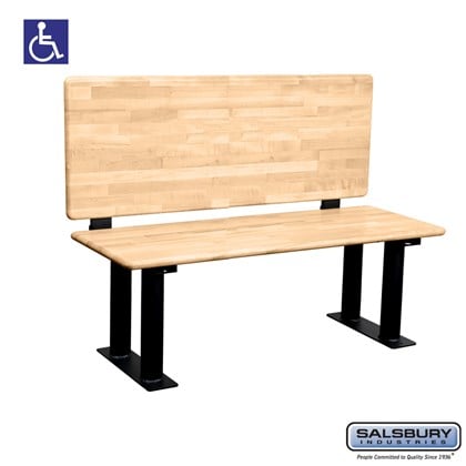 Salsbury Wood ADA Locker Bench with back support - 48 Inches Wide - Light Finish