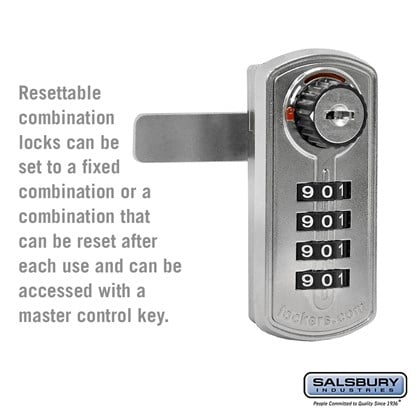 Resettable Combination Lock - Factory Installed on Metal Locker Door