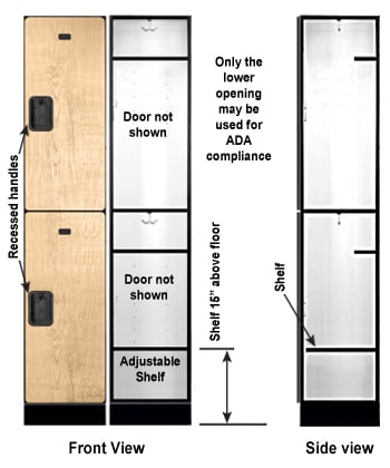 ADA Compliant Double Tier Wood Lockers