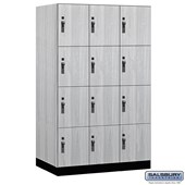 15" Wide Premier Wood Locker - Four Tier - 3 Wide - 6 Feet High - 21" Deep - Hasps