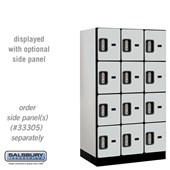 12" Wide Four Tier Designer Wood Locker - 3 Wide - 5 Feet High - 21 Inches Deep - Electronic Locks