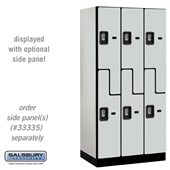 12" Wide Double Tier 'S' Style Designer Wood Locker - 3 Wide - 6 Feet High - 21 Inches Deep - Resettable Combination Locks