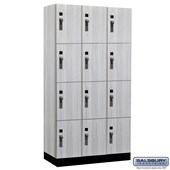 12" Wide Premier Wood Locker - Four Tier - 3 Wide - 6 Feet High - 18" Deep - Hasps