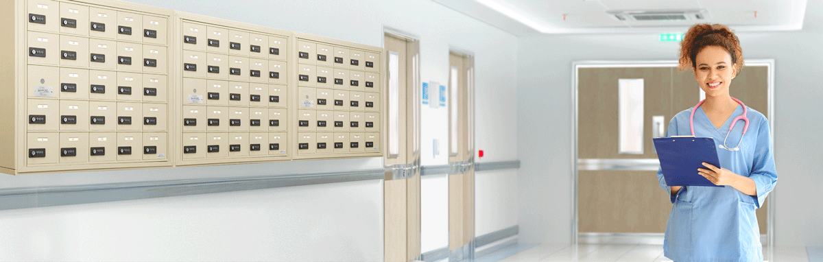 Surface Mounted Lockers in a Hospital