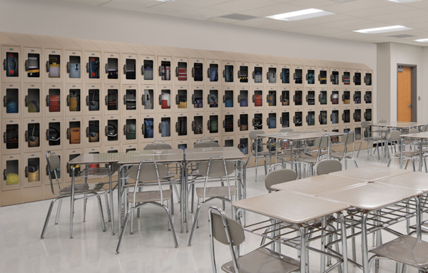 See-Through Metal Lockers in Classroom